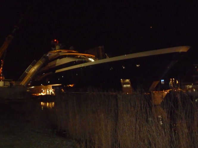 Bridge dismantled to give Symphony Yacht a passage - Photo credit to Feadship Fanclub
