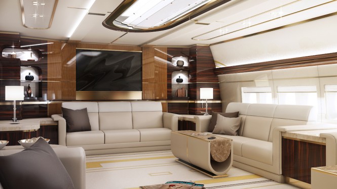 Greenpoint Private Jet Boeing 747-8 - Lounge - Image credit to Greenpoint Technologies