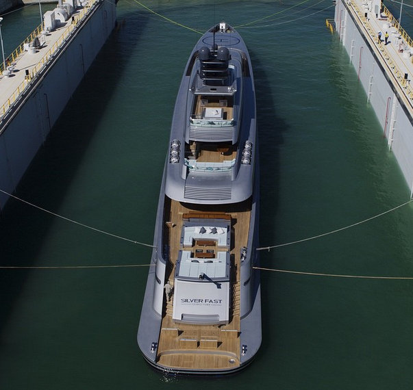 Luxury yacht Silver Fast - aft view - Photo by Guillaume Plisson and Silver Yachts