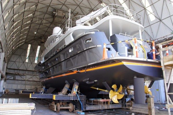 Photos of newly refitted 31m motor yacht BLACK PEARL at Oceania Marine