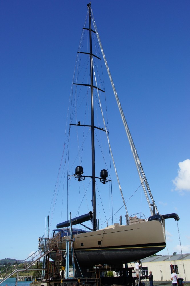 Beautiful 37m Fitzroy Sailing Yacht ESCAPADE hauls out at Oceania Marine
