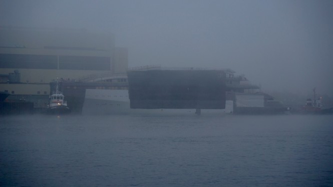 New 100+m Mega Yacht JUPITER spotted at Lurssen