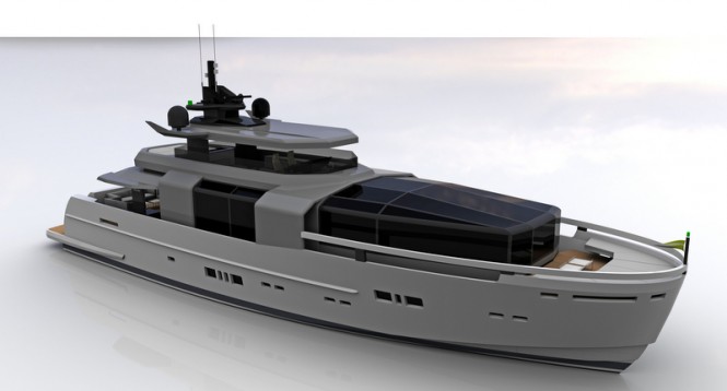 New Arcadia 100’ Motor Yacht Hull #1 under construction