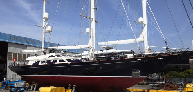 Majestic 40m Sailing Yacht ELLEN refitted by Perini Navi Service & Refit facility