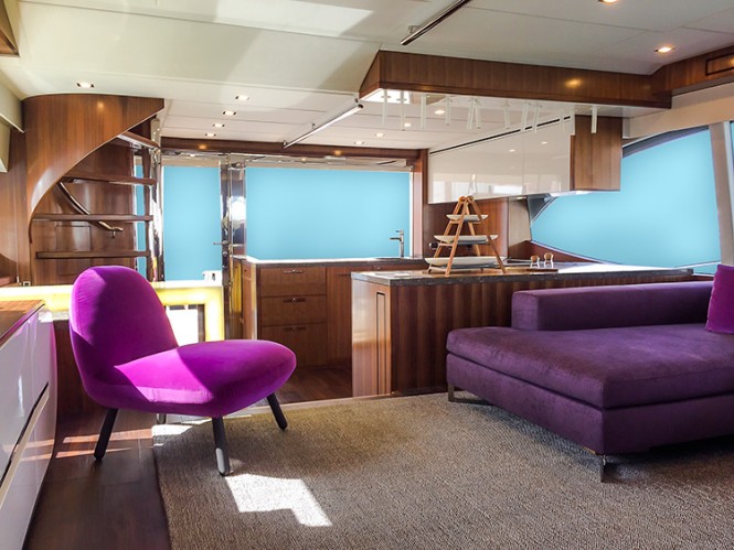 The internal design of the 77 Enclosed Flybridge Life Serenity yacht clearly exemplifies Riviera's ability to work with the most fastidious of owners to achieve their 'ultimate boating experience'