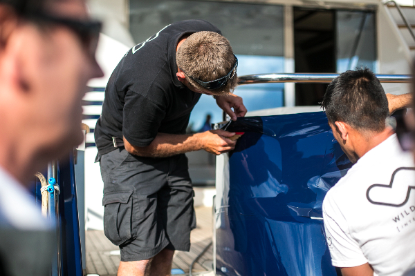 LIVE Vinyl Film Application aboard Motor Yacht NAOMI S