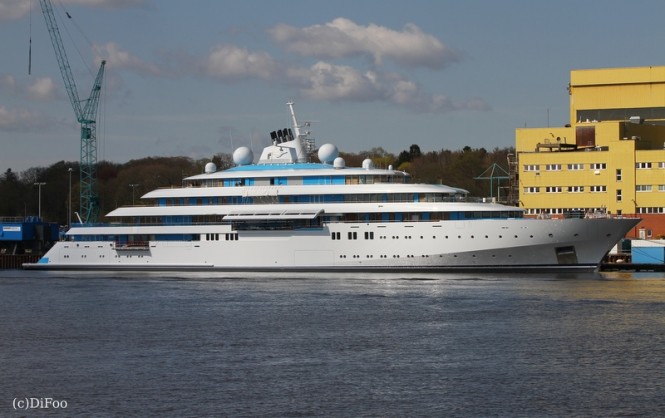 Massive 125m Superyacht GOLDEN ODYSSEY spotted at Lurssen in Germany