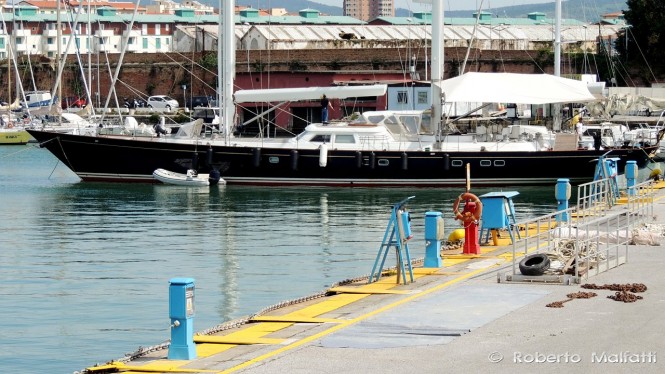 Majestic 36m Sailing Yacht YANNEKE TOO spotted in the port of Livorno, Italy