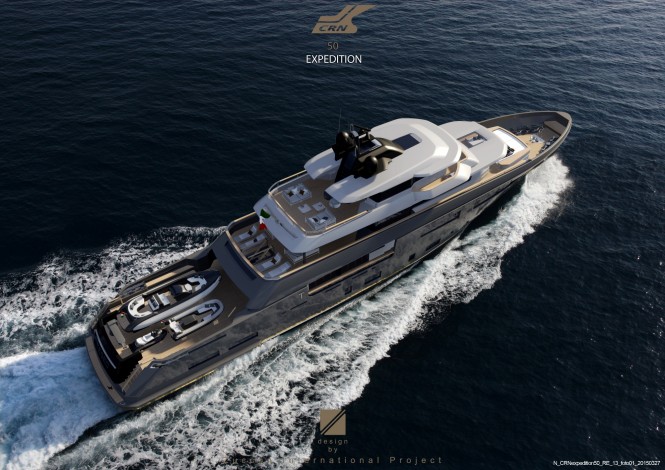 Explorer yacht Teseo concept from above