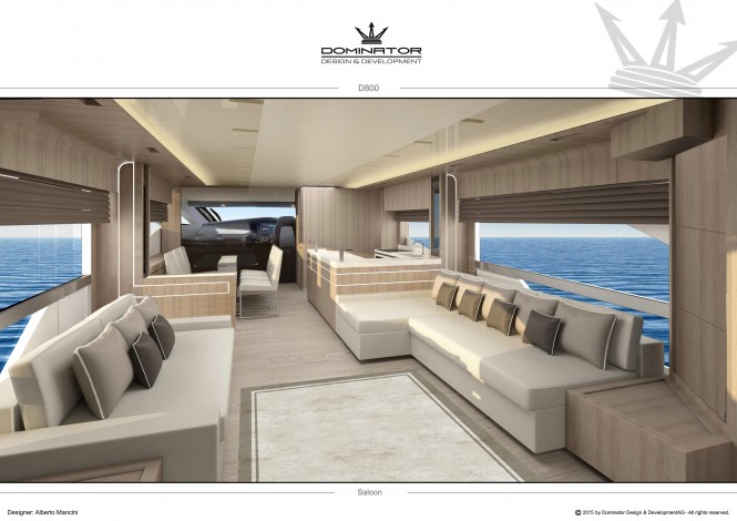 Rendering of Dominator 800 superyacht - Saloon