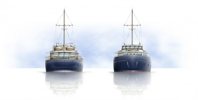 Superyacht Spirit Royale 110' concept - aft and front views