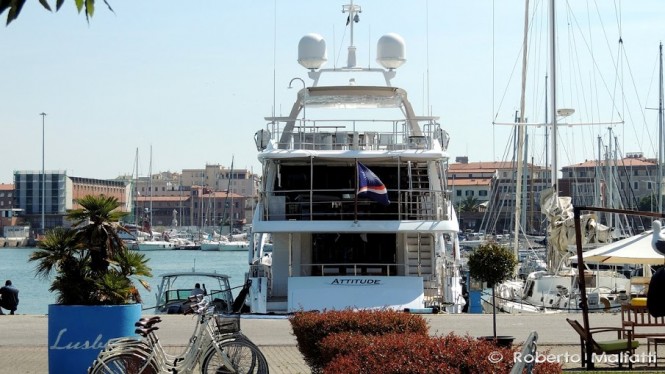 Motor yacht ATTITUDE - aft view - Photo by Roberto Malfatti