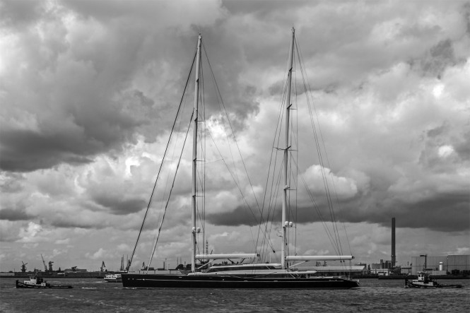 Voluminous 85m Oceanco/Vitters Sailing Yacht AQUIJO spotted in Rotterdam
