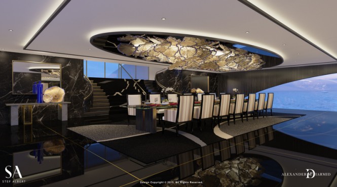 Opulent interior design for Striking 87m Mega Yacht IWANA by Alex McDiarmid and Stef-Albert