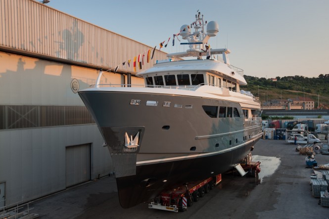 All-New Darwin Class 107 Explorer Motor Yacht STORM splashes at Cantiere delle Marche