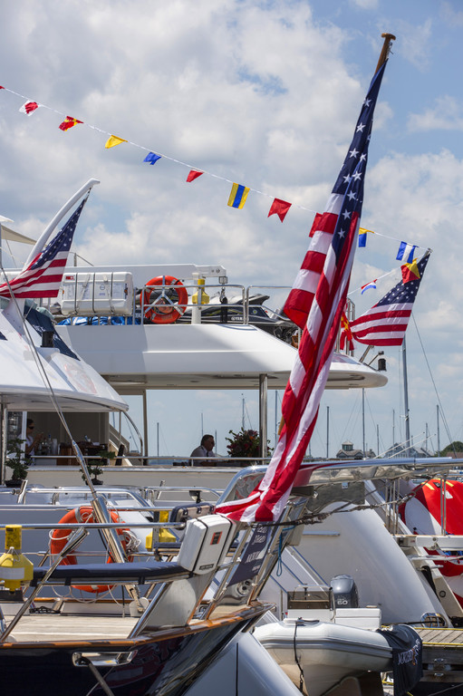 Luxury charter yachts on display at the event - Photo by Billy Black