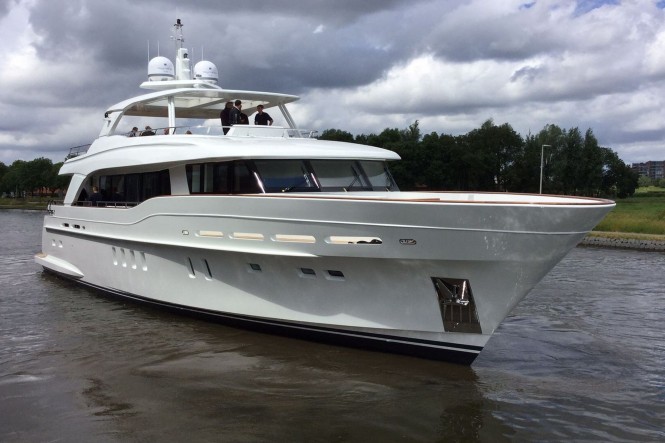 First technical sea trial for Beautiful Mulder 94 Voyager Luxury Yacht FIREFLY