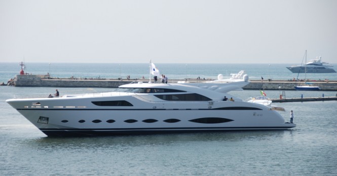 Brand new Superyacht AB 145 in the port of Marina di Carrara, Italy