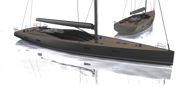 Arrival of 33m Sailing Yacht MM33 Hull at Vitters Shipyard