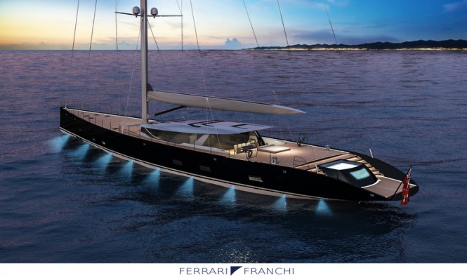 50m Ferrari Franchi yacht concept - aft view