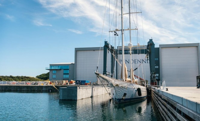 Majestic 55m Sailing Superyacht ADELA at Pendennis for fourth time