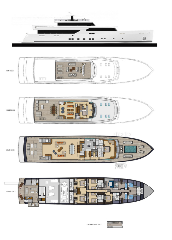 Super yacht LOGICA 154 - General Arrangements