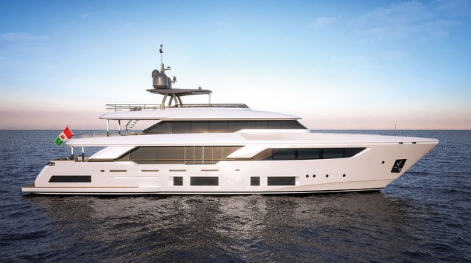 New renderings of striking 37m Custom Line Superyacht NAVETTA 37