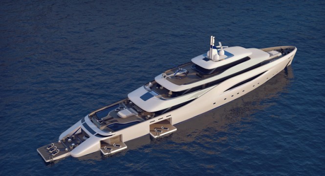 Luxury Mega Yacht OTTANTACINQUE concept introduced by Fincantieri and Pininfarina at MYS