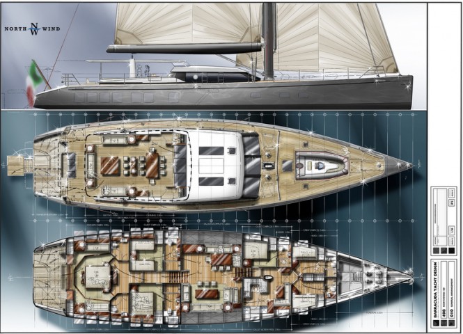 Luxury sailing yacht NORTH WIND 100 concept designed by Barracuda Yacht Design