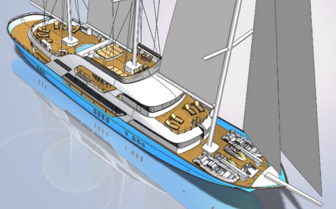 New 50m Motor Sailer Yacht MEIRA under construction at Neta Marine