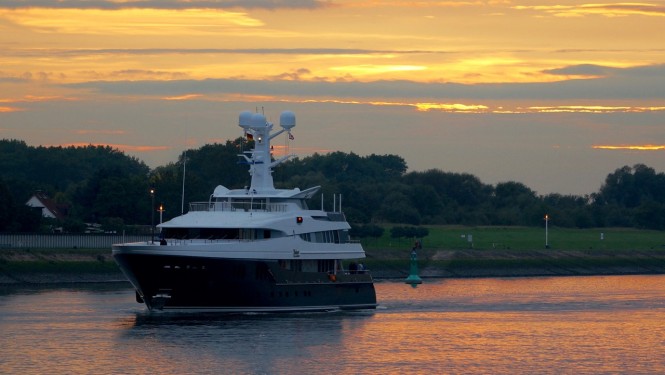 Outstanding 60m Motor Yacht KAISER by Abeking & Rasmussen at her home yard for maintenance