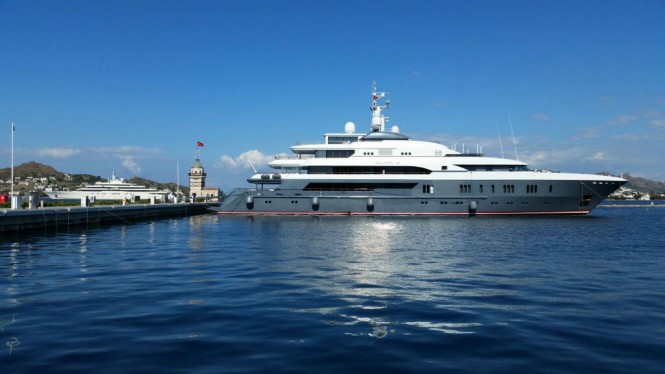 Impressive 73m LURSSEN Motor Yacht QUEEN K arrives at Palmarina Bodrum in Turkey