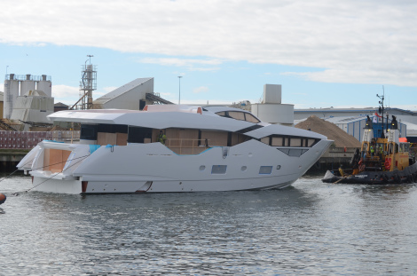 First Stage Fit Out for New ‘Sunseeker 116 Yacht’ Motor Yacht Hull no. 1