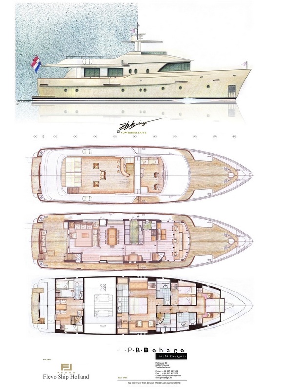 New Motor Yacht F24.70 Convertible concept designed by Piet B. Behage for Flevo Ship Holland