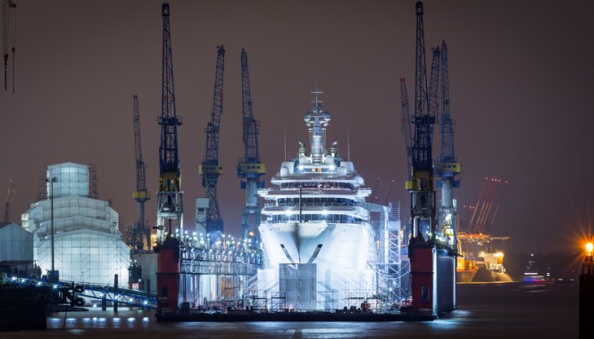 Impressive 162M Mega Yacht ECLIPSE spotted at Blohm + Voss
