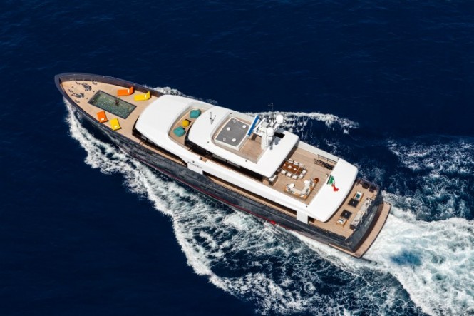Striking Superyacht LOGICA 147 cruising between Miami and the Caribbean