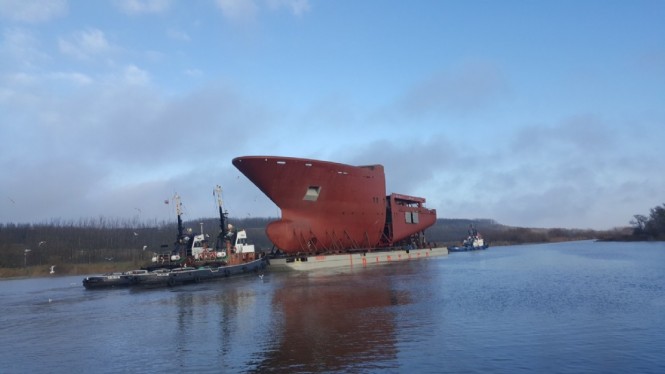 CIG Shipbuilding delivers hull for 116M Expedition Support Vessel NB 370 to Kleven