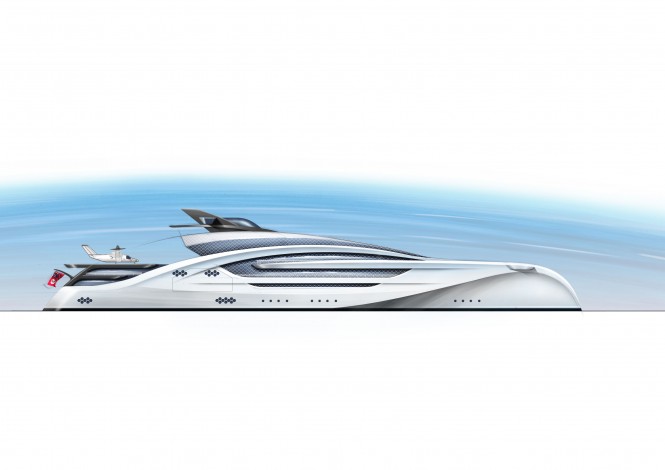 Exciting New 100M Trimaran Concept with landing deck for a plane by Winch Design