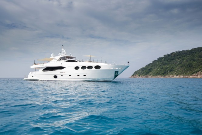 Beautiful shots of Majesty 105 M/Y Mykonos in Phuket, Thailand