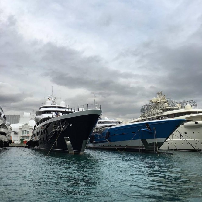 Two Largest FEADSHIP Mega Yachts to date spotted together in Barcelona