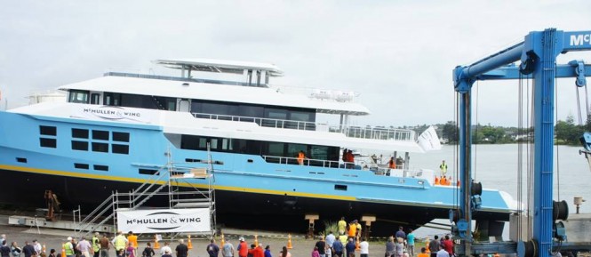 Eagerly awaited launch of NEW 50m Expedition Superyacht Y/N 1016 at McMullen & Wing