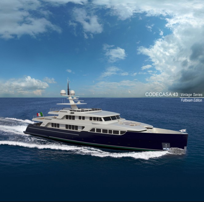 Interior renderings of NEW Codecasa 43 Full Beam – Vintage Series – Hull F76