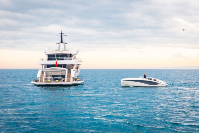 Video and Photos of Extraordinary Superyacht Beach Club aboard 45M GENESI by Wider