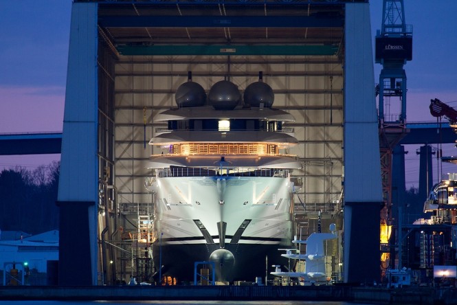100+M Mega Yacht Project MISTRAL Splashes At Lurssen