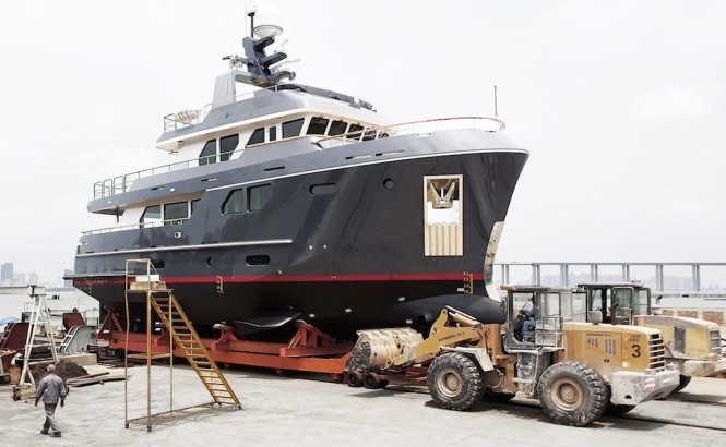 Luxury Motor Yacht VEDA Splashes at Bering Yachts