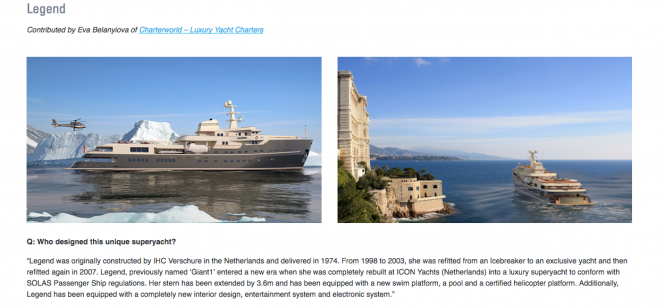 78M EXPEDITION SUPERYACHT LEGEND featured on Air Charter Services