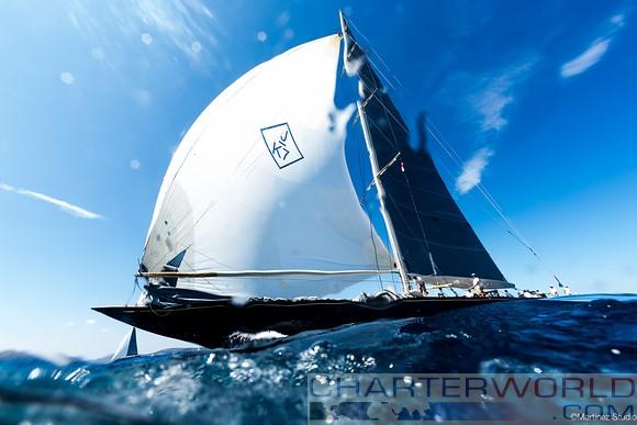 Velsheda all-square with Lionheart on the Costa Smeralda