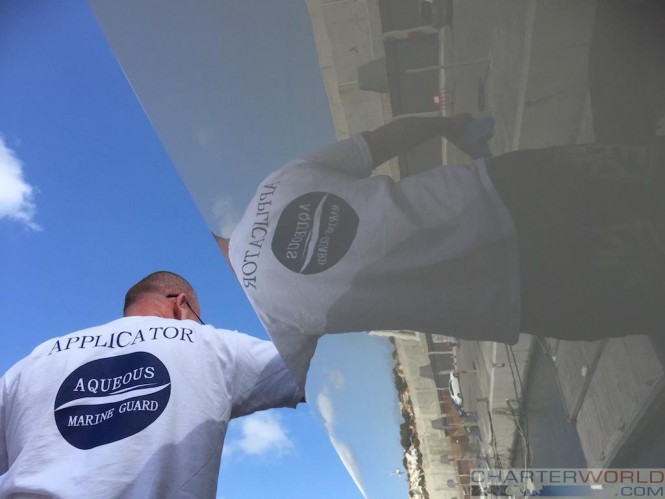 Motor Yacht INTEGRITY receives innovative ceramic coating solution service by Aqueous Marine Guard