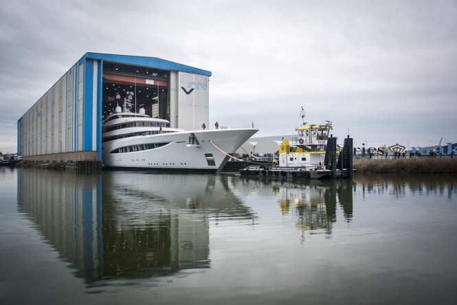 Feadship’s Head-spinning 96m Mega Yacht VERTIGO leaves shed