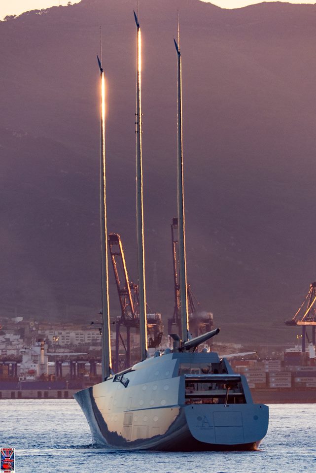 Sailing Yacht A in Gibraltar. Photo credit @superyachts_gibraltar